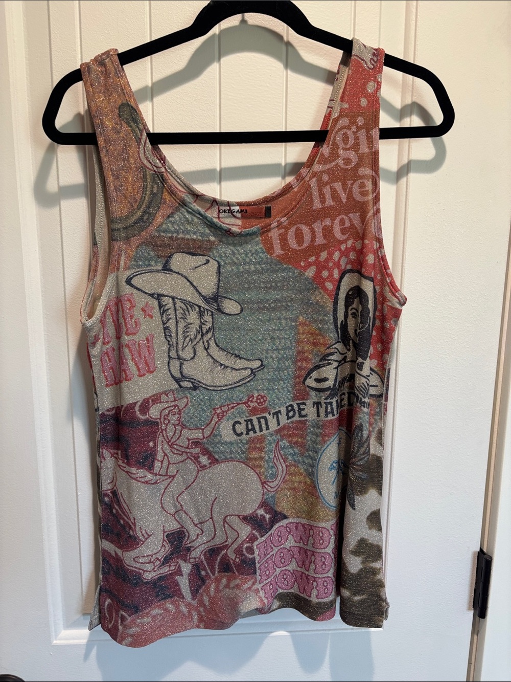 Graphic Western Print Tank Top - Multi-Color